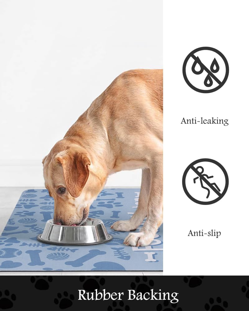 Pet Feeding Mat-Absorbent Dog Mat for Food and Water Bowl-No Stains Quick Dry Dog Water Dispenser Mat-Dog Accessories Pet Supplies-Dog Water Bowl for Messy Drinkers