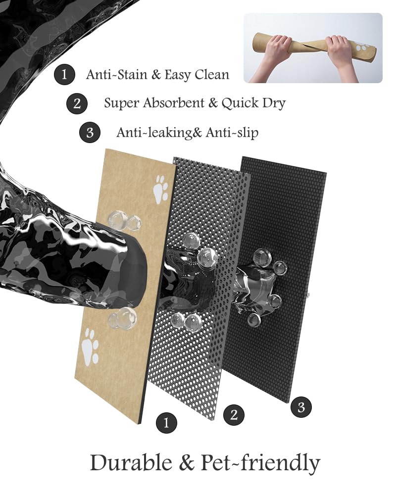 Pet Feeding Mat-Absorbent Dog Mat for Food and Water Bowl-No Stains Quick Dry Dog Water Dispenser Mat-Dog Accessories Pet Supplies-Dog Water Bowl for Messy Drinkers