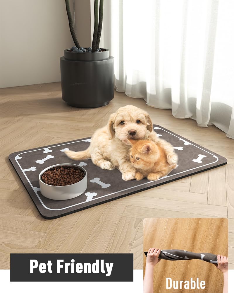 Pet Feeding Mat for Food and Water Bowl-No Stains Easy Clean Dog Food Quick Dry DogMat-Puppy Supplies Dog Water Bowl Mats