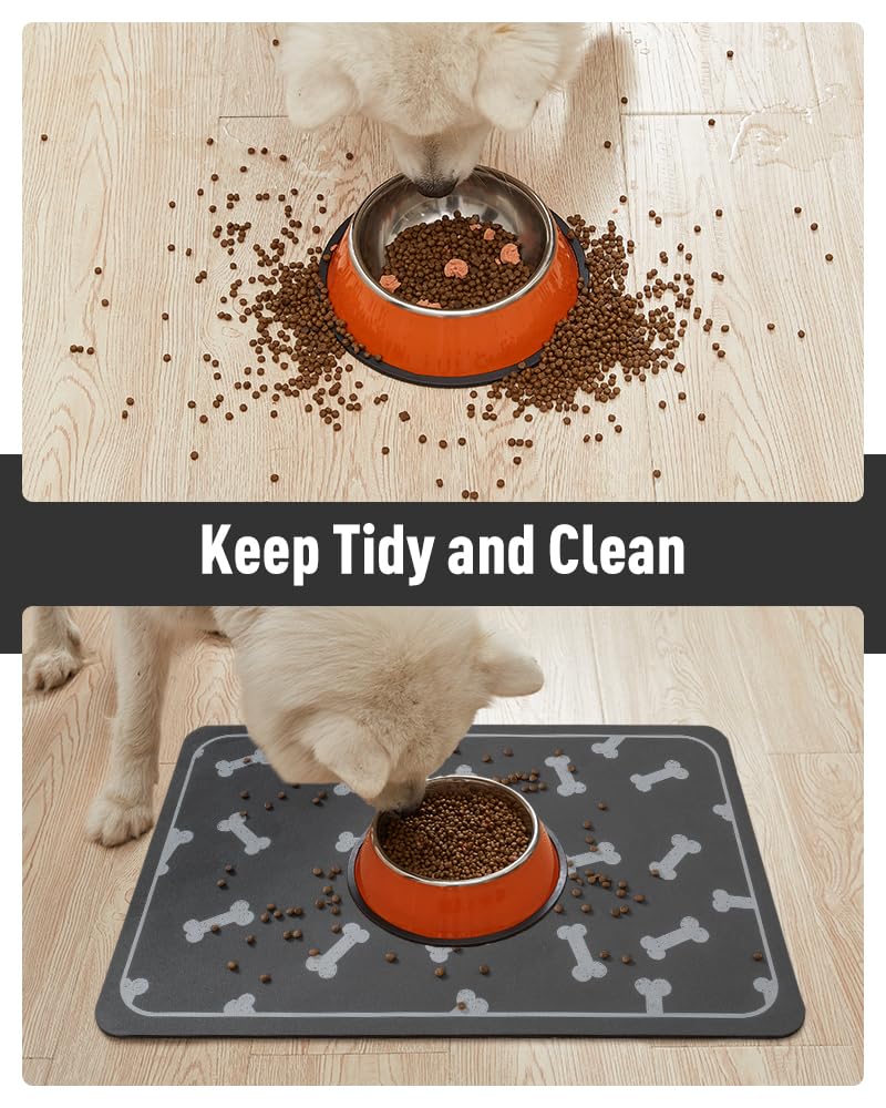 Pet Feeding Mat for Food and Water Bowl-No Stains Easy Clean Dog Food Quick Dry DogMat-Puppy Supplies Dog Water Bowl Mats