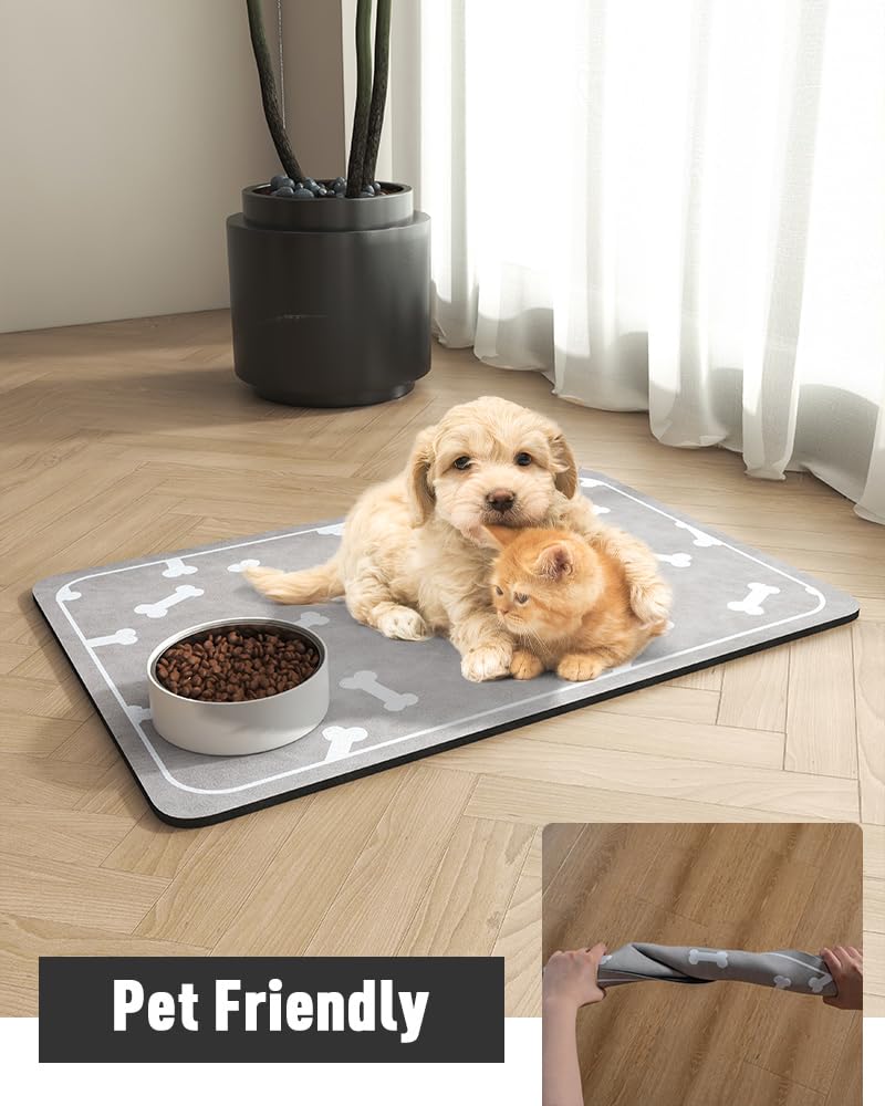 Pet Feeding Mat for Food and Water Bowl-No Stains Easy Clean Dog Food Quick Dry DogMat-Puppy Supplies Dog Water Bowl Mats