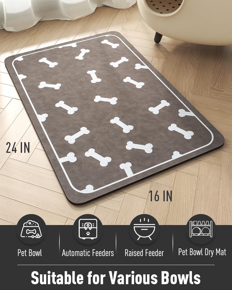 Pet Feeding Mat for Food and Water Bowl-No Stains Easy Clean Dog Food Quick Dry DogMat-Puppy Supplies Dog Water Bowl Mats