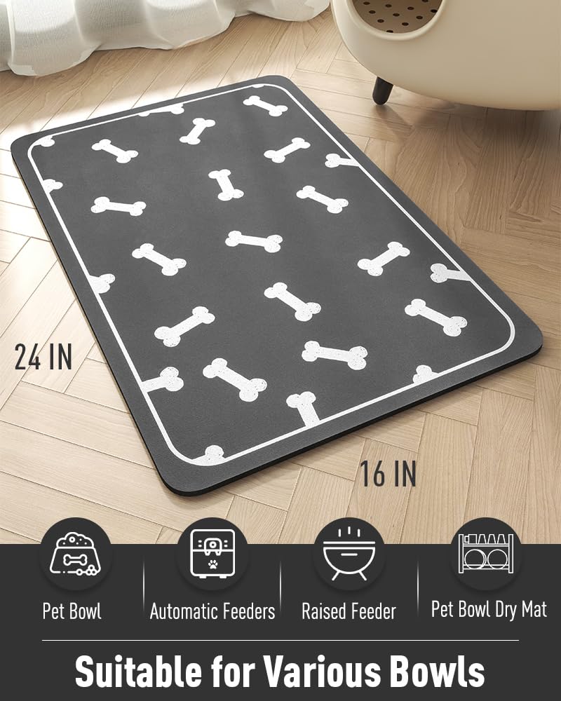 Pet Feeding Mat for Food and Water Bowl-No Stains Easy Clean Dog Food Quick Dry DogMat-Puppy Supplies Dog Water Bowl Mats