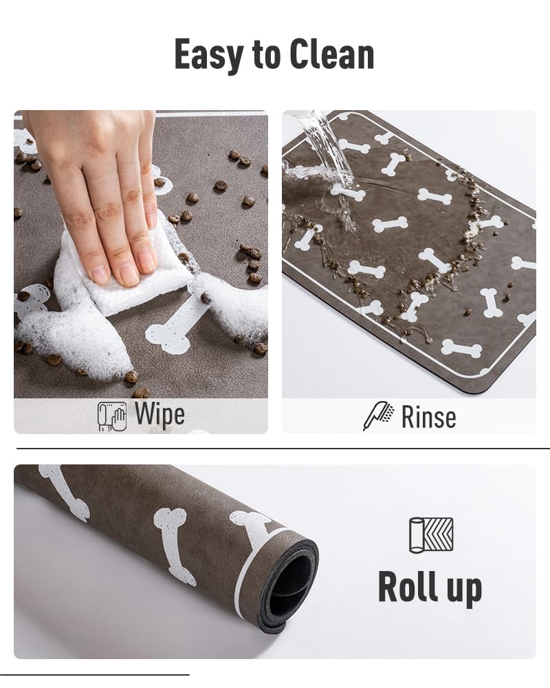Pet Feeding Mat for Food and Water Bowl-No Stains Easy Clean Dog Food Quick Dry DogMat-Puppy Supplies Dog Water Bowl Mats