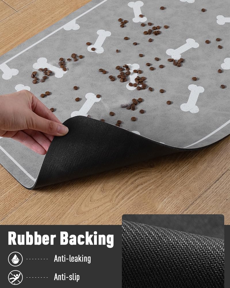 Pet Feeding Mat for Food and Water Bowl-No Stains Easy Clean Dog Food Quick Dry DogMat-Puppy Supplies Dog Water Bowl Mats