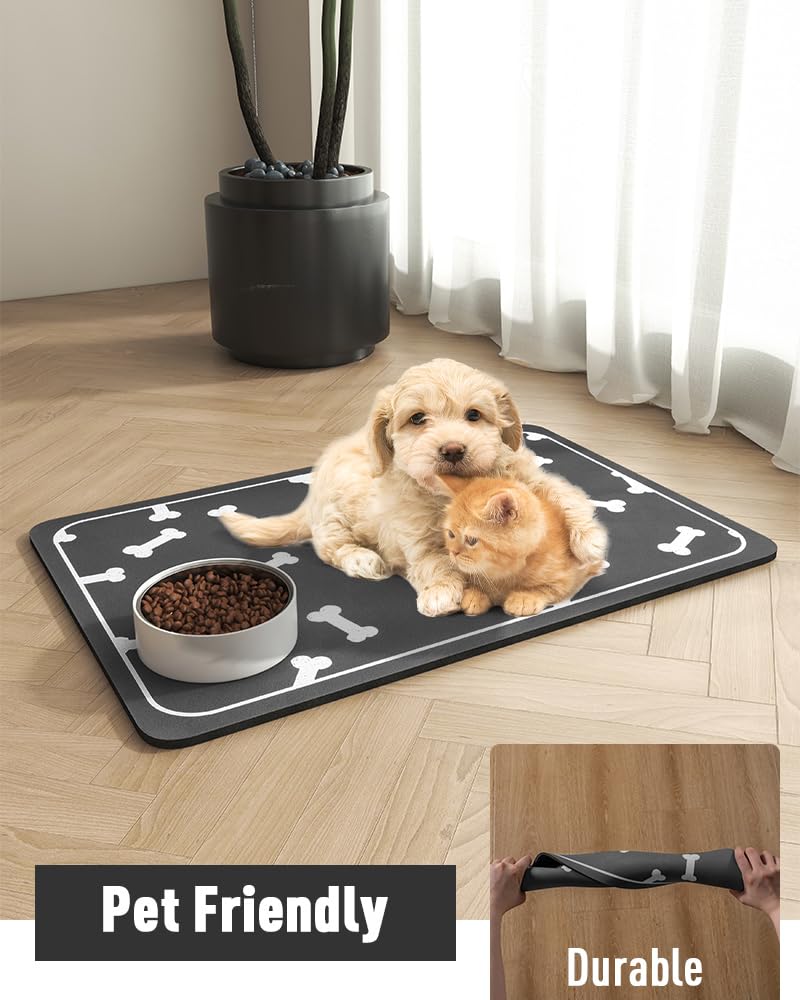 Pet Feeding Mat for Food and Water Bowl-No Stains Easy Clean Dog Food Quick Dry DogMat-Puppy Supplies Dog Water Bowl Mats