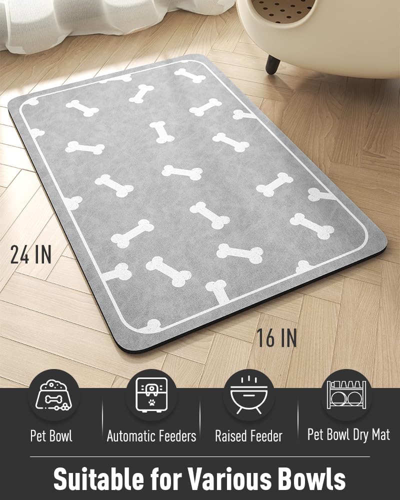 Pet Feeding Mat for Food and Water Bowl-No Stains Easy Clean Dog Food Quick Dry DogMat-Puppy Supplies Dog Water Bowl Mats