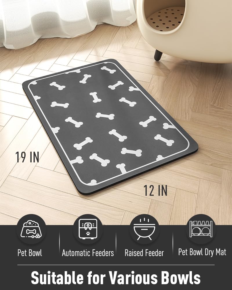 Pet Feeding Mat for Food and Water Bowl-No Stains Easy Clean Dog Food Quick Dry DogMat-Puppy Supplies Dog Water Bowl Mats