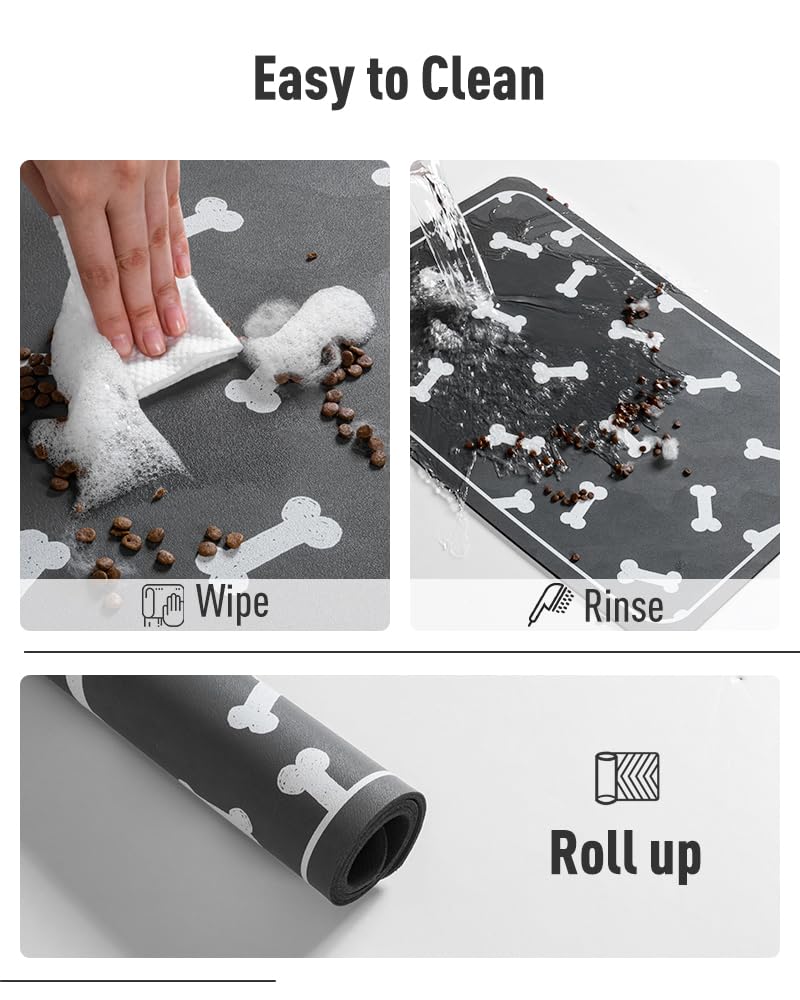 Pet Feeding Mat for Food and Water Bowl-No Stains Easy Clean Dog Food Quick Dry DogMat-Puppy Supplies Dog Water Bowl Mats