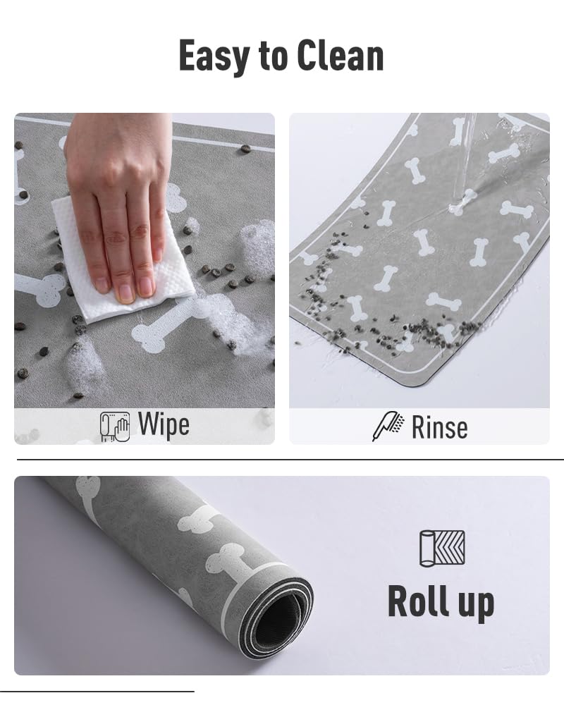 Pet Feeding Mat for Food and Water Bowl-No Stains Easy Clean Dog Food Quick Dry DogMat-Puppy Supplies Dog Water Bowl Mats