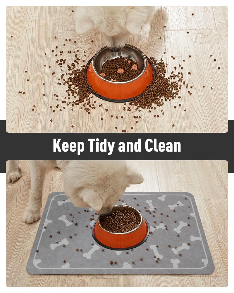 Pet Feeding Mat for Food and Water Bowl-No Stains Easy Clean Dog Food Quick Dry DogMat-Puppy Supplies Dog Water Bowl Mats