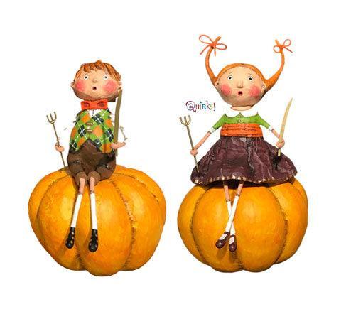 Peter & Prissy Pumpkin Eater Figurines Set of 2 by Lori Mitchell