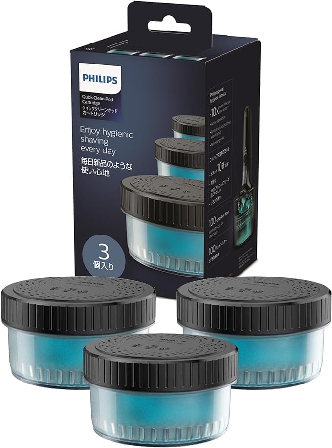 Philips Cleaning Solution for Electric Shaver S5000 S7000 S9000 S9000 Quick Clean Pods Cartridges Lemon Scent 160ml 3 Pack (About 9 Months) CC13/51