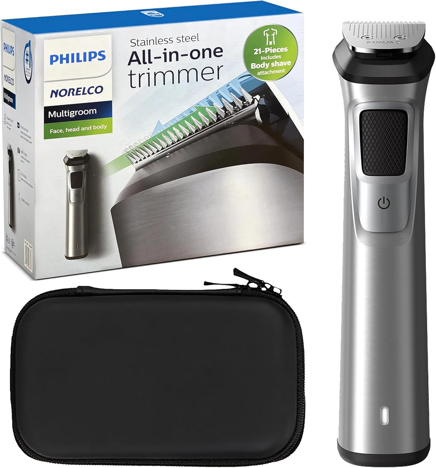PHILIPS Multi Groomer 8000 Series, 21 Piece Grooming Kit, Beard Trimmer for Men, All-in-One Precision Trimmer for Face, Head, and Body
