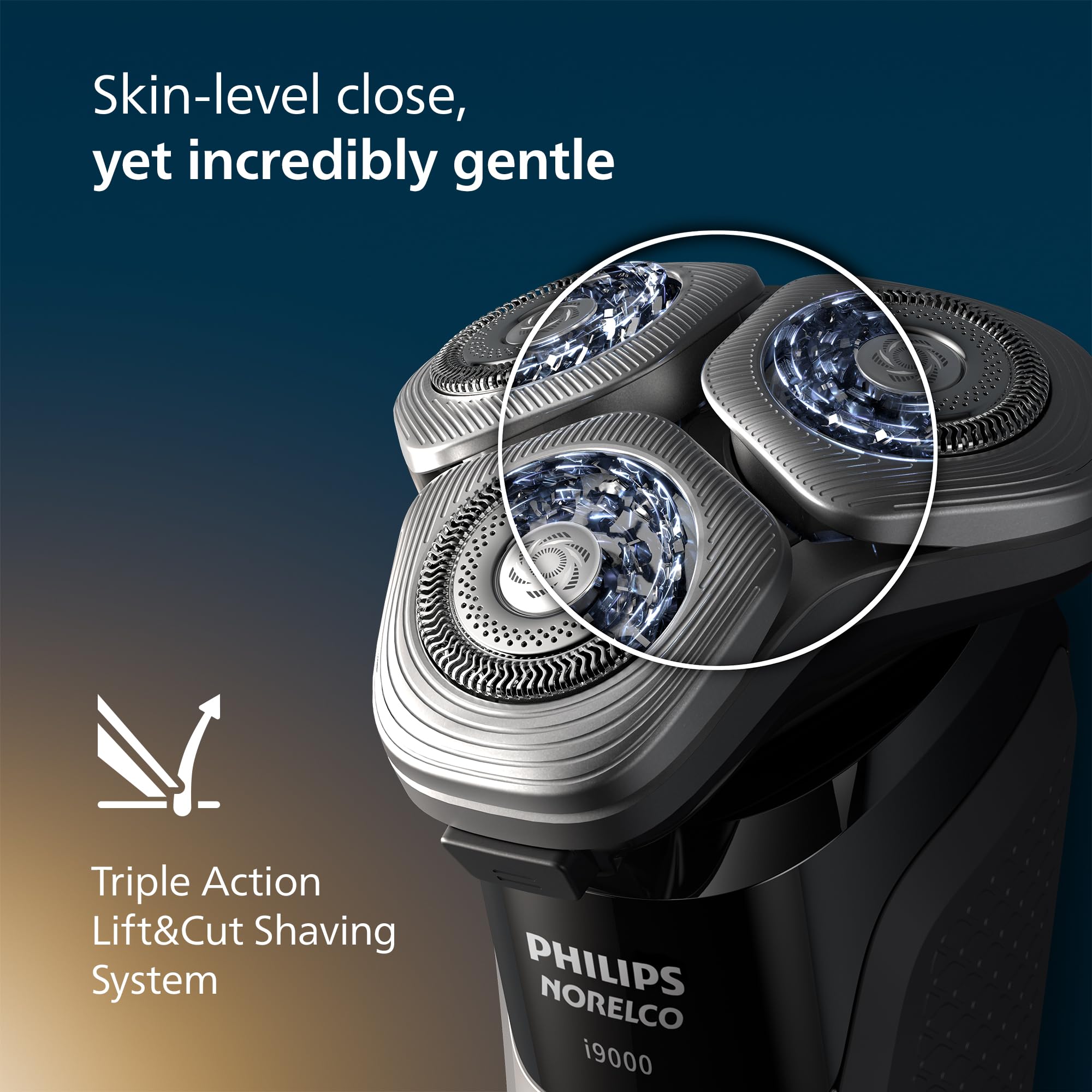 Philips Norelco 9400 Rechargeable Wet/Dry Electric Shaver with SenseIQ and Comfort Glide Ring Technology, Battery Powered, Silver, S9502/83