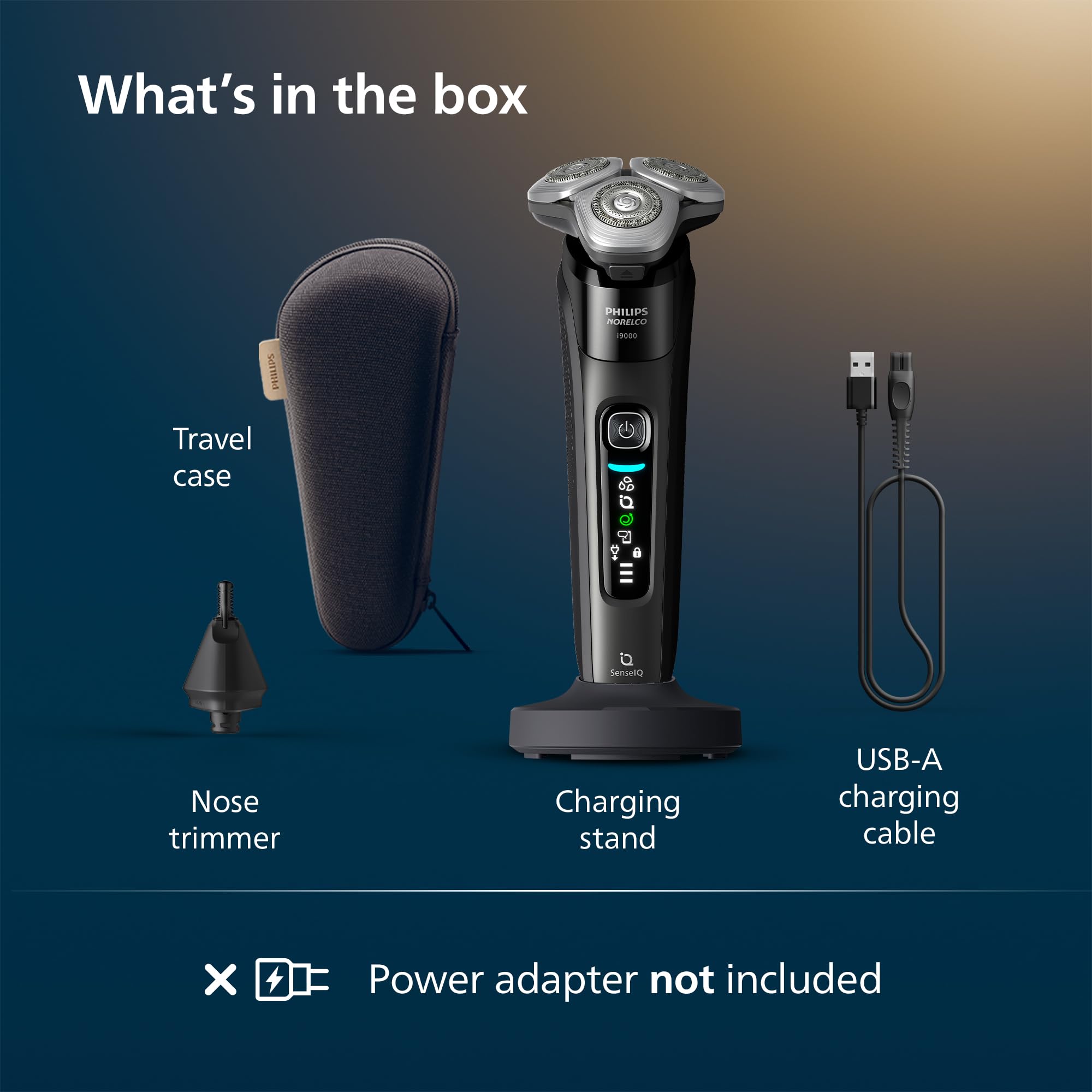 Philips Norelco 9400 Rechargeable Wet/Dry Electric Shaver with SenseIQ and Comfort Glide Ring Technology, Battery Powered, Silver, S9502/83