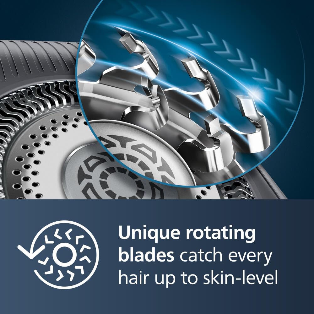 Philips Norelco 9400 Rechargeable Wet/Dry Electric Shaver with SenseIQ and Comfort Glide Ring Technology, Battery Powered, Silver, S9502/83