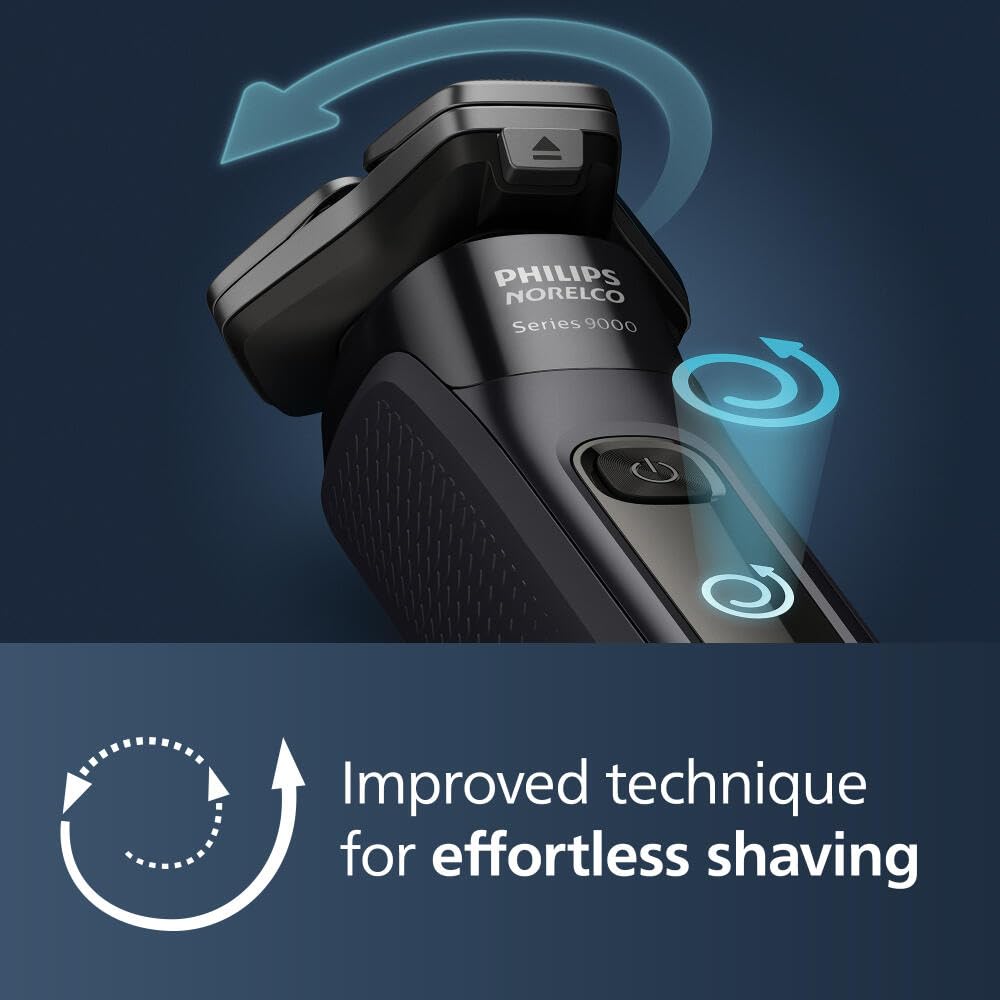 Philips Norelco 9400 Rechargeable Wet/Dry Electric Shaver with SenseIQ and Comfort Glide Ring Technology, Battery Powered, Silver, S9502/83