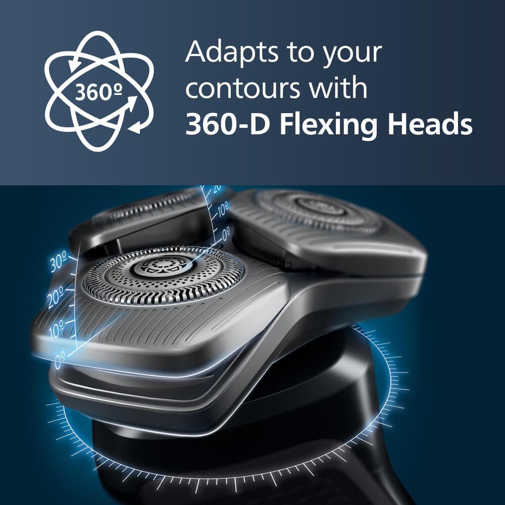 Philips Norelco 9400 Rechargeable Wet/Dry Electric Shaver with SenseIQ and Comfort Glide Ring Technology, Battery Powered, Silver, S9502/83