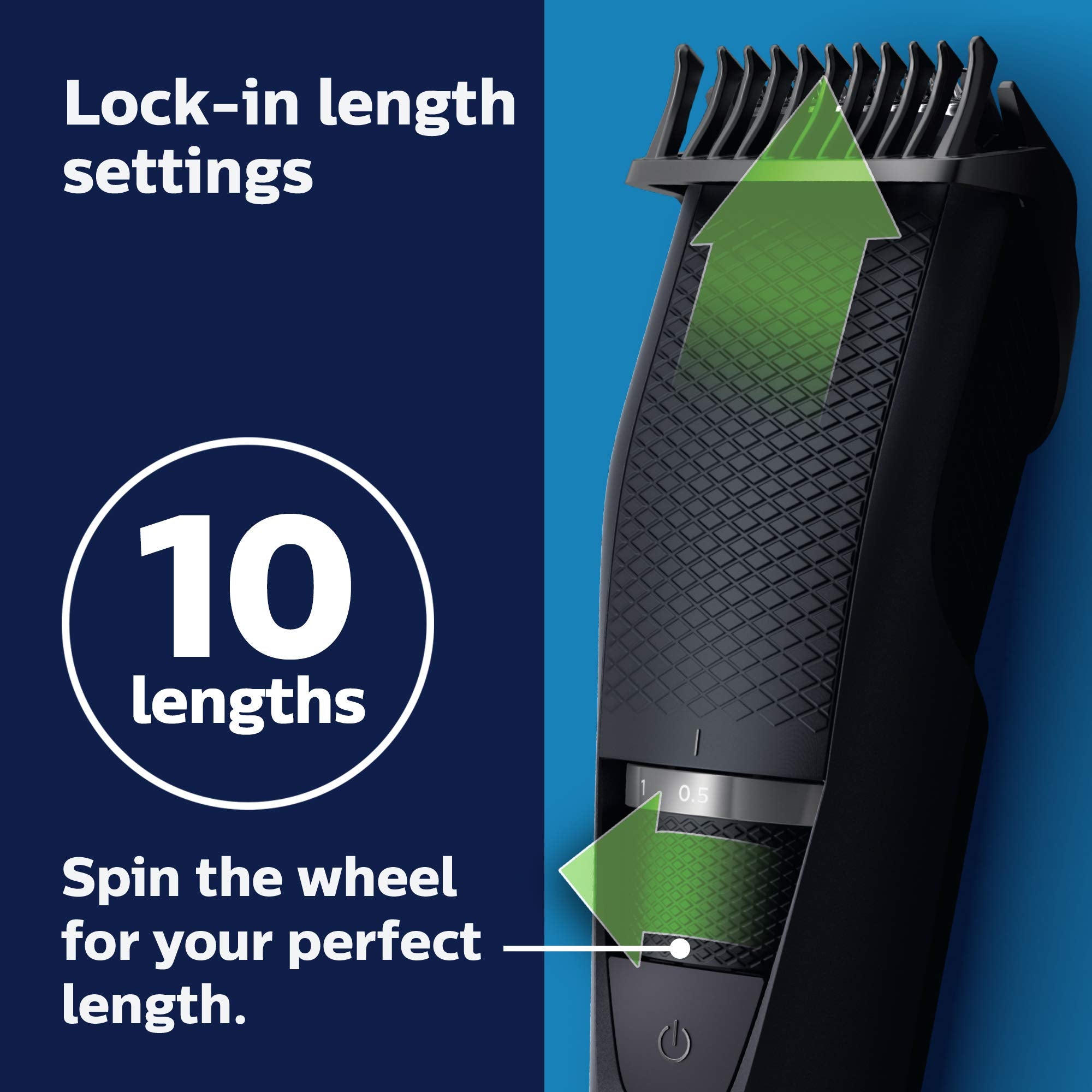 Philips Norelco Beard Trimmer and Hair Clipper, Cordless Grooming, Rechargeable, Adjustable Length, Beard Trimmer And Hair Clipper, No Blade Oil Needed, BT3210/41