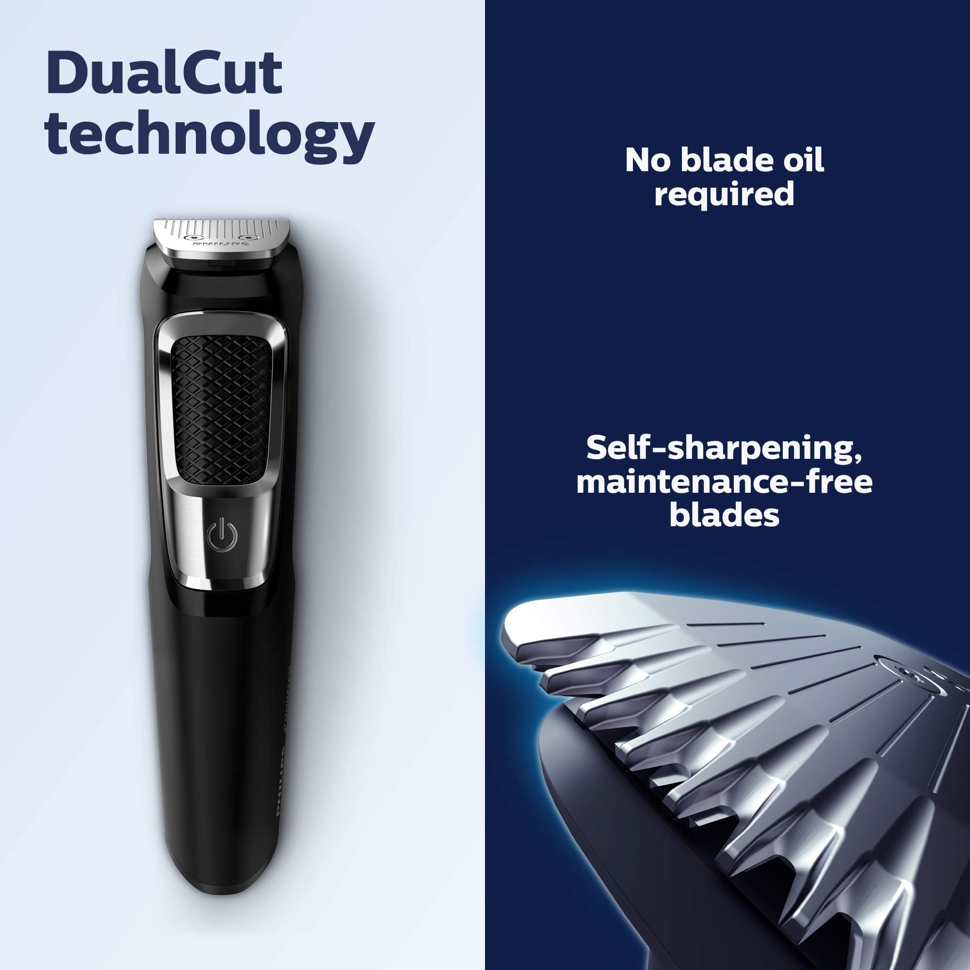 Philips Norelco Multigroom All-in-One Trimmer Series 3000 with 13 pieces - No Blade Oil Needed, MG3750/50