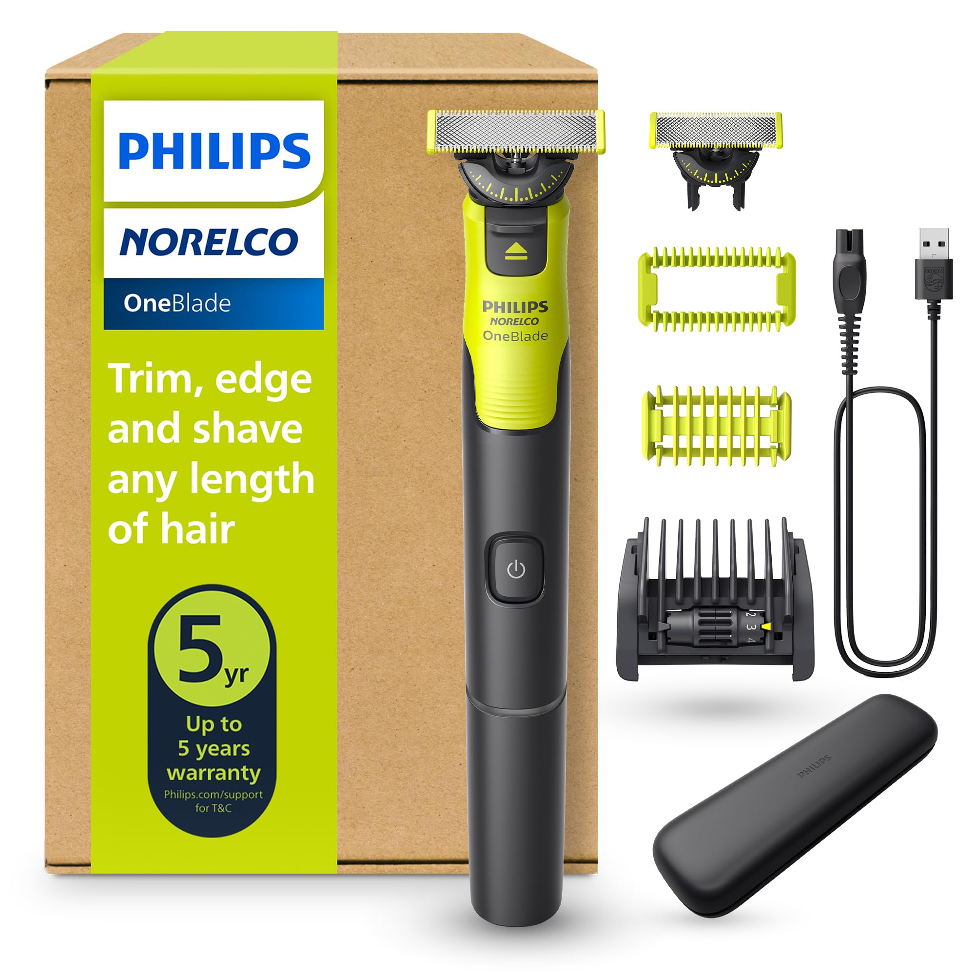 Philips Norelco OneBlade Face + Body Hybrid Electric Trimmer and Shaver, QP2630/70