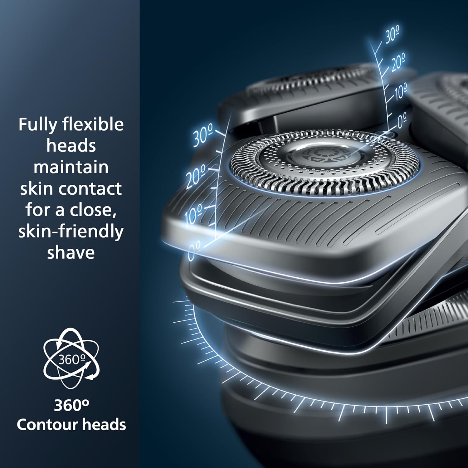 Philips Rechargeable Wet/Dry Electric Shaver Series 9000 with SenseIQ and Comfort Glide Ring Technology, Battery Powered, Silver