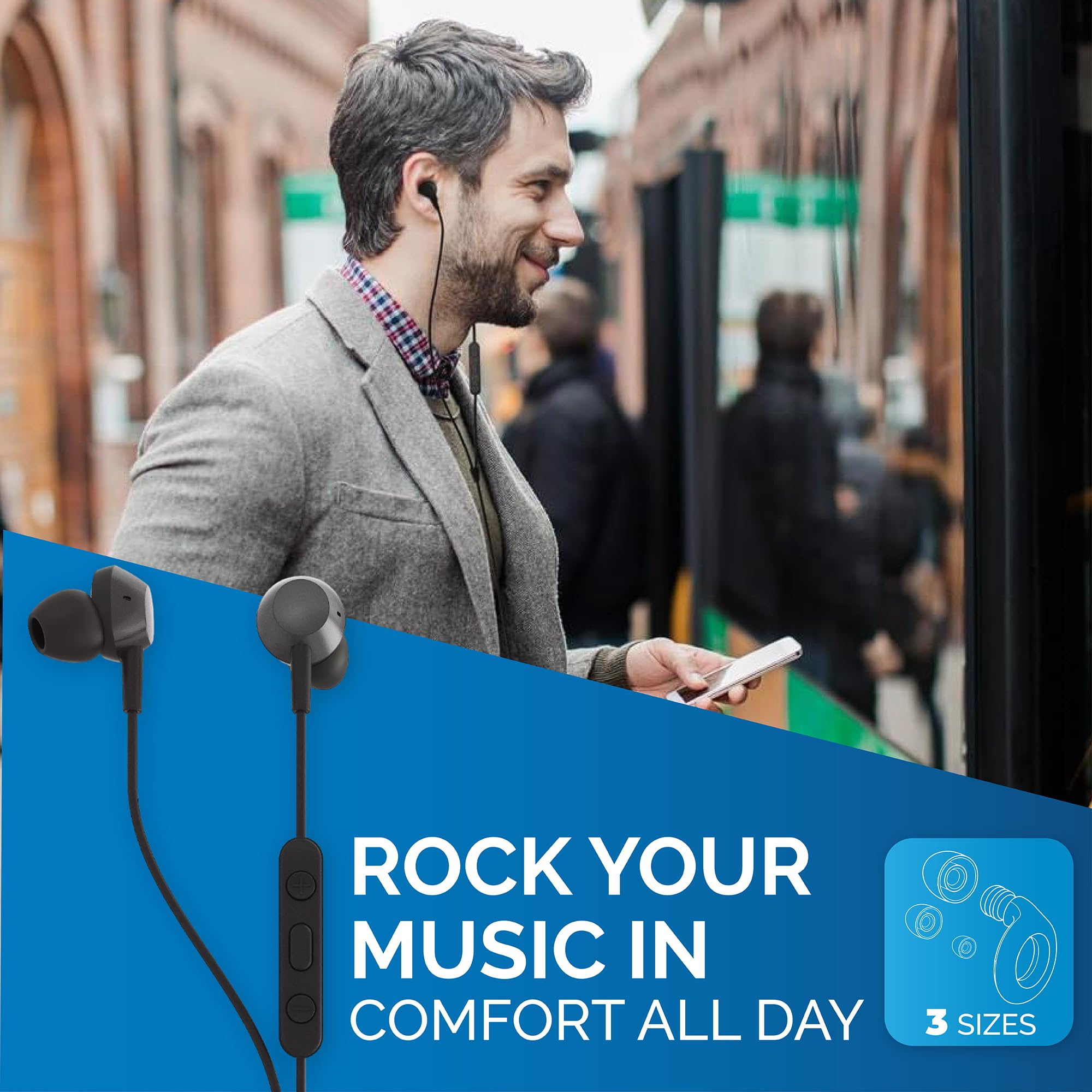 Philips USB C Earbuds Wired with Microphone, in Ear Type C Headphones with mic, Powerful Bass, Lightweight, USB-C Wired Earphones, 3-Button in-line Remote Ear Buds (Black)