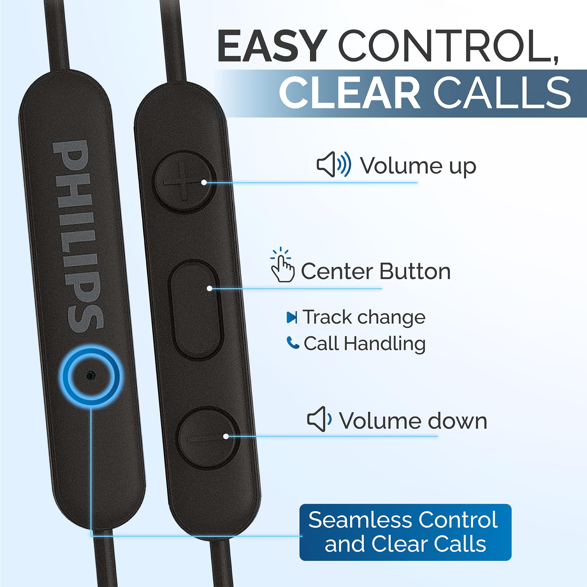 Philips USB C Earbuds Wired with Microphone, in Ear Type C Headphones with mic, Powerful Bass, Lightweight, USB-C Wired Earphones, 3-Button in-line Remote Ear Buds (Black)