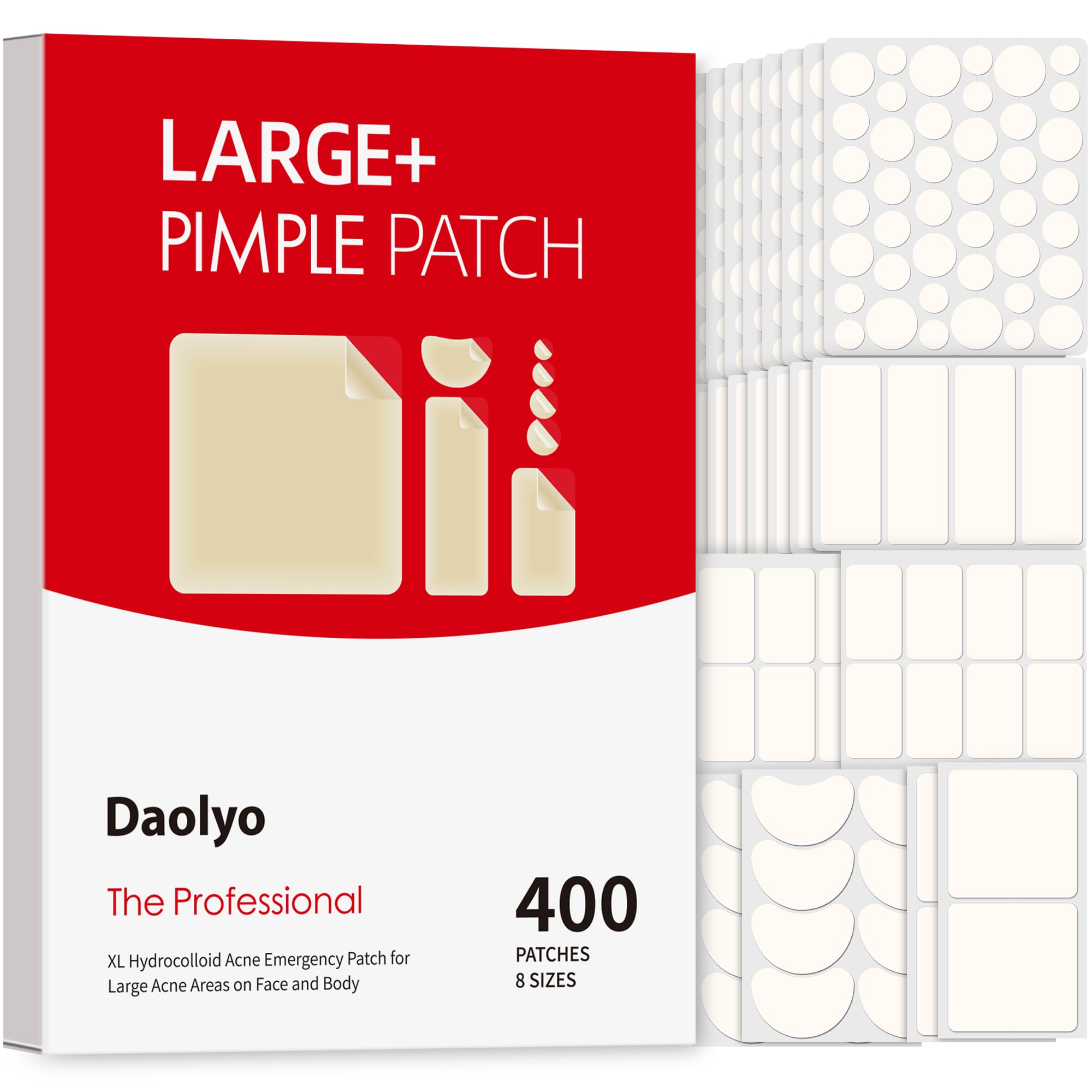 Pimple Patches for Face, 4 Size 300 Counts Acne Patches, Hydrocolloid Patches for Covering Zits and Blemishes, Spot Stickers with Salicylic Acid, Tea Tree Oil & Calendula Oil