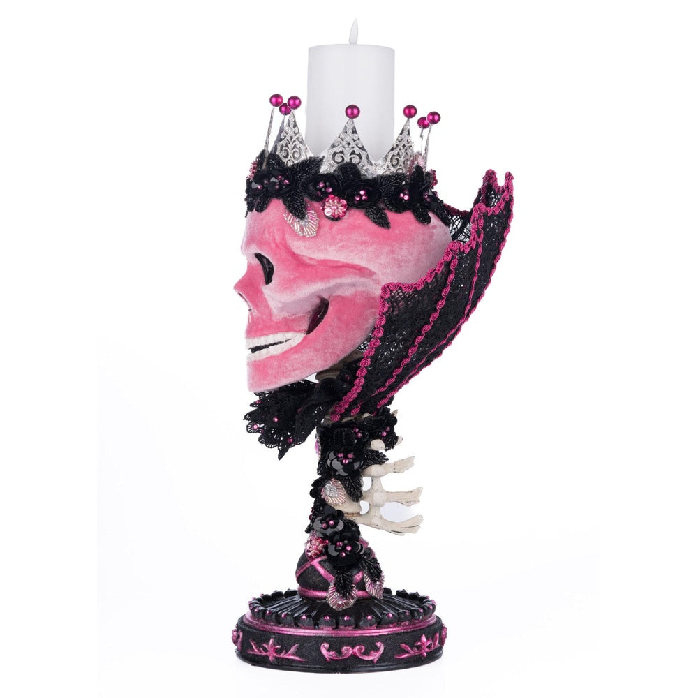 Pink Passion Skull Pillar Candle Holder by Katherine's Collection