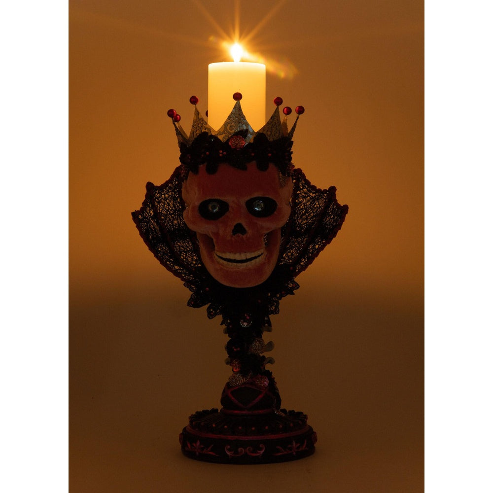 Pink Passion Skull Pillar Candle Holder by Katherine's Collection