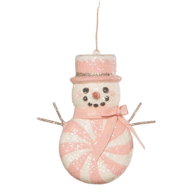 Pink Peppermint Snowman Ornament by Bethany Lowe Designs