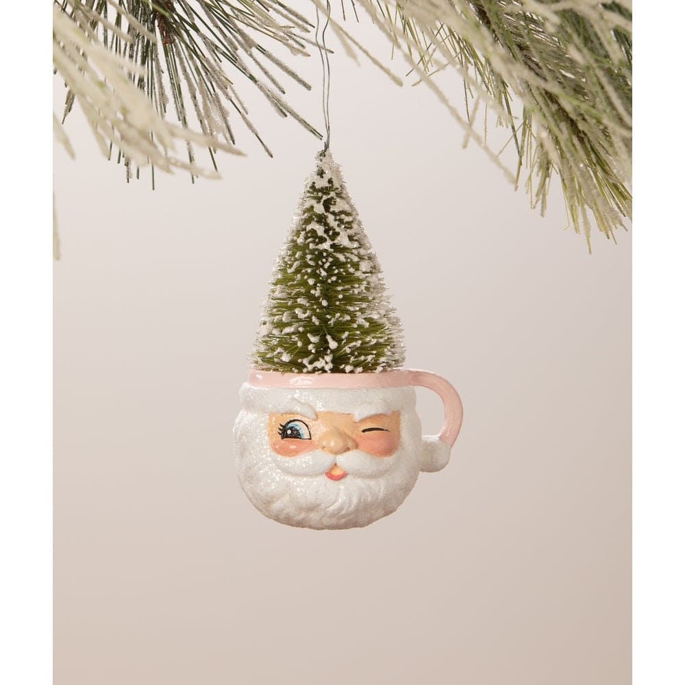 Pink Santa Mug Ornament by Bethany Lowe Designs