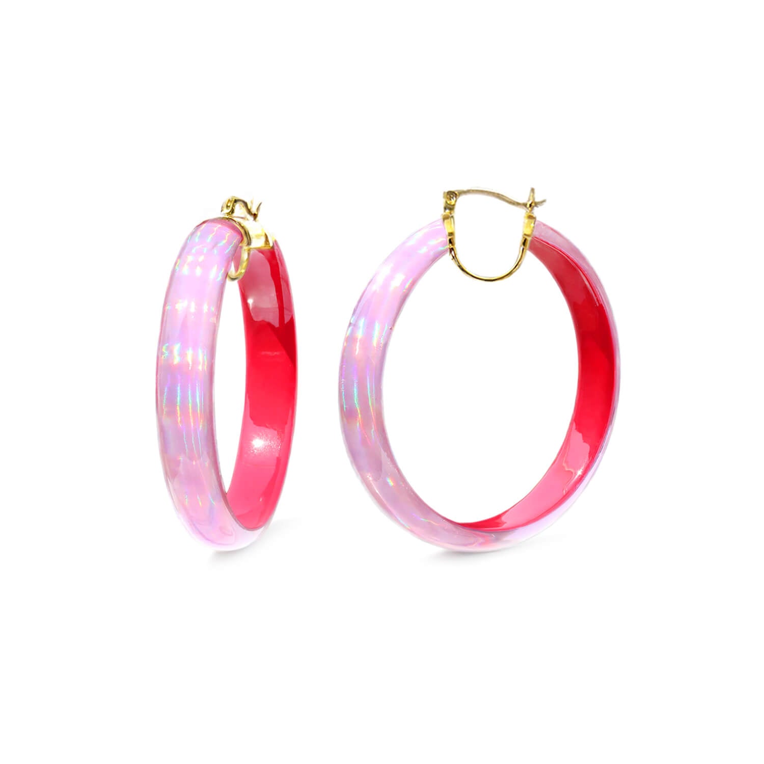 Large Rave Lucite Hoops in Pink