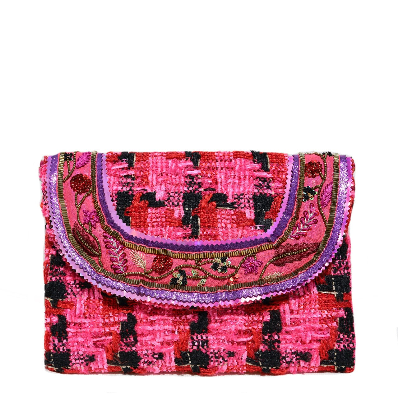 Magenta Tweed Envelope Bag