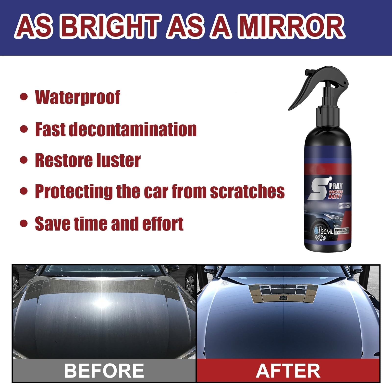Pipiup Car Wax, Pipiup Ceramic Coating, Newbeeco Limpiador De Carro, Quick Effect Coating Agent,Multifunctional Car Restore Spray,3 in 1 High Protection Quick Car Coatingspray, Waterless Car Wash (1)