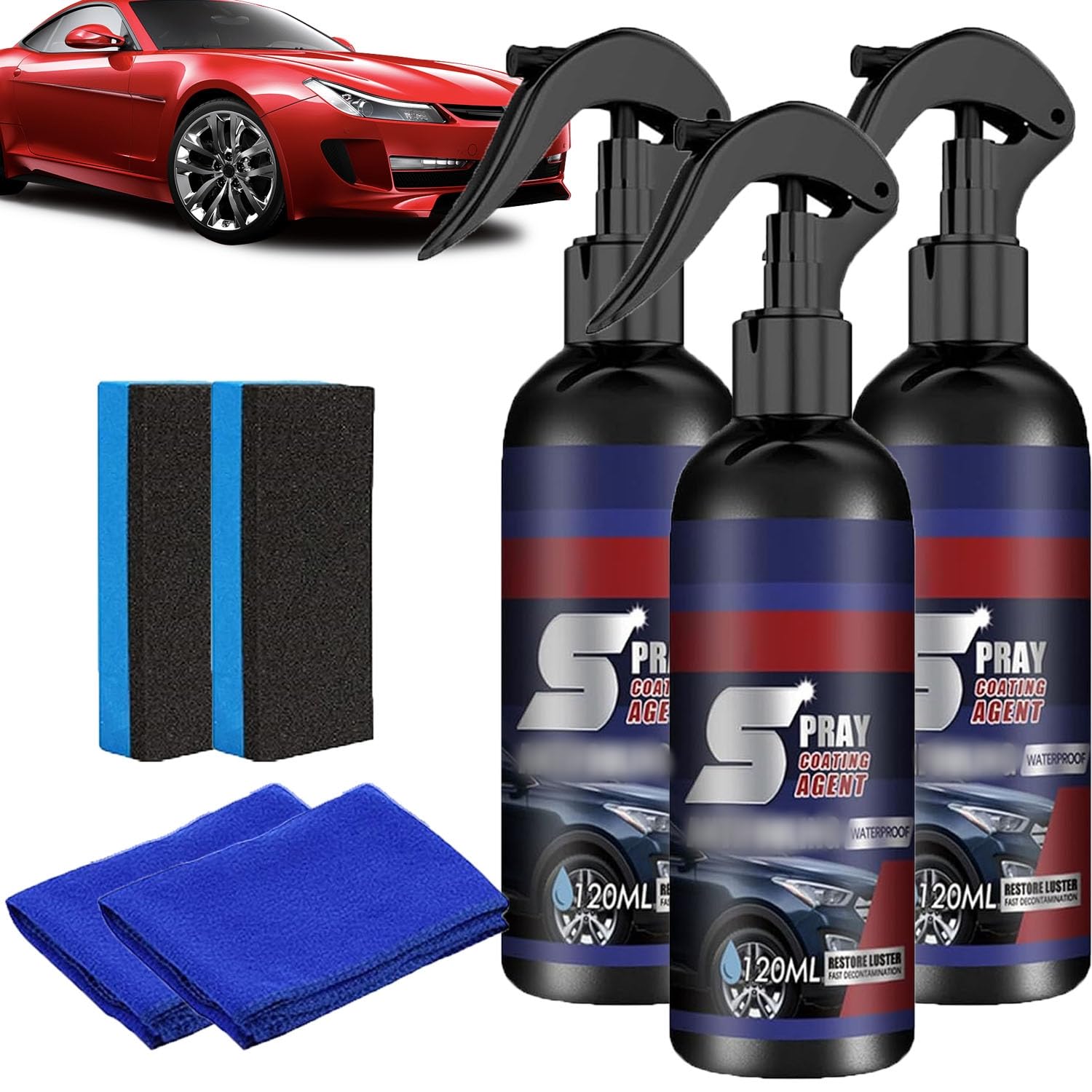 Pipiup Car Wax, Pipiup Ceramic Coating, Newbeeco Limpiador De Carro, Quick Effect Coating Agent,Multifunctional Car Restore Spray,3 in 1 High Protection Quick Car Coatingspray, Waterless Car Wash (1)