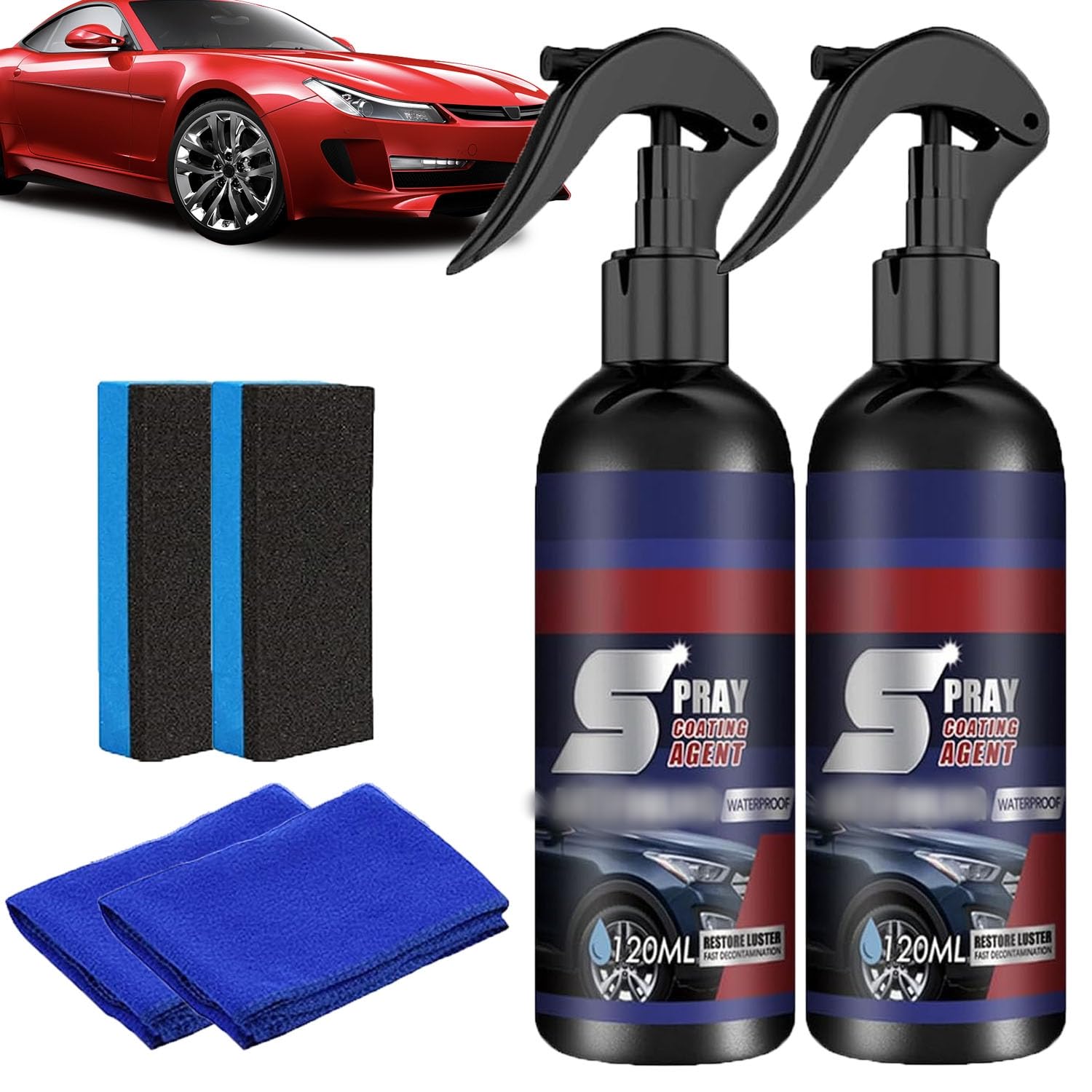 Pipiup Car Wax, Pipiup Ceramic Coating, Newbeeco Limpiador De Carro, Quick Effect Coating Agent,Multifunctional Car Restore Spray,3 in 1 High Protection Quick Car Coatingspray, Waterless Car Wash (1)