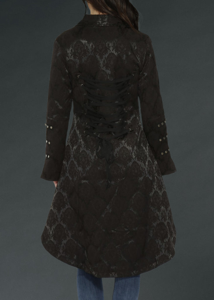 Black Brocade Gothic Pirate Coat