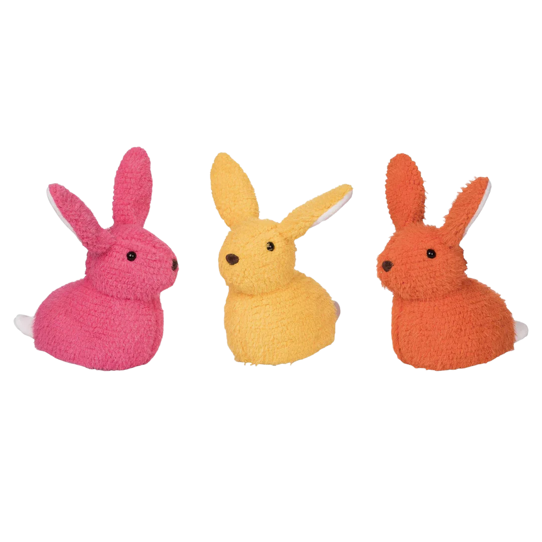 Plush Bright Crouching Bunny Doorstop | 3 Colors
