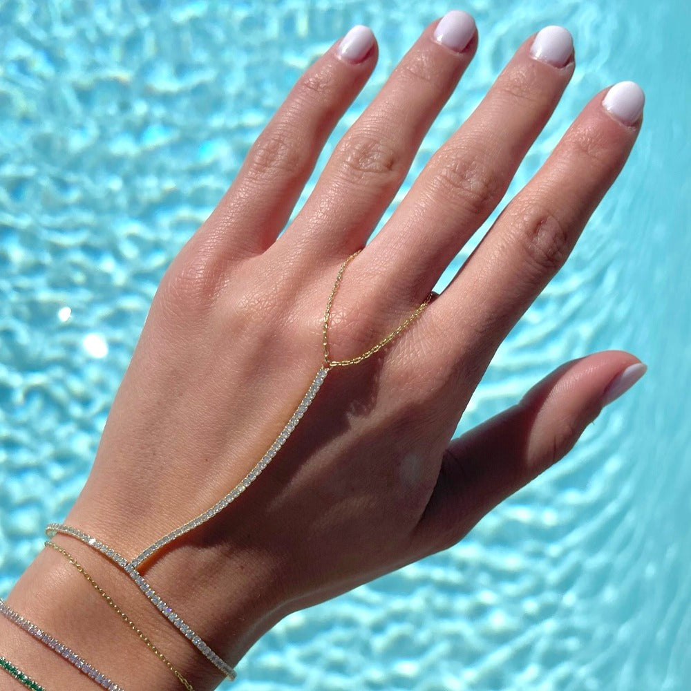  Tennis Hand Chain Bracelet - Adina's Jewels