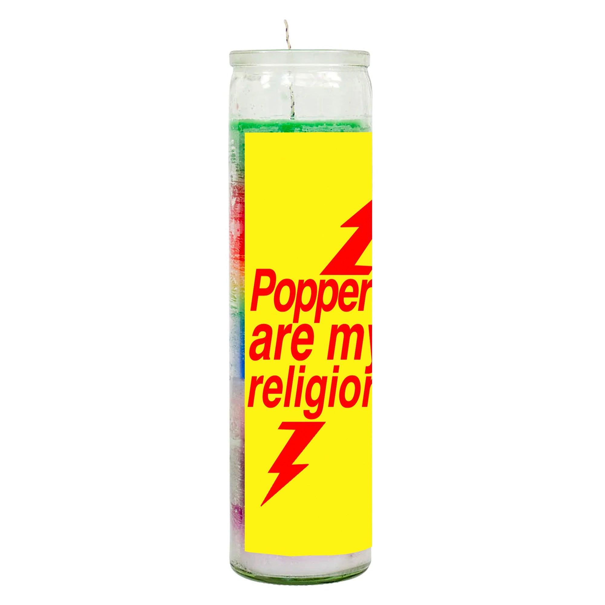 Poppers Are My Religion Rainbow Candle by BOBBYK