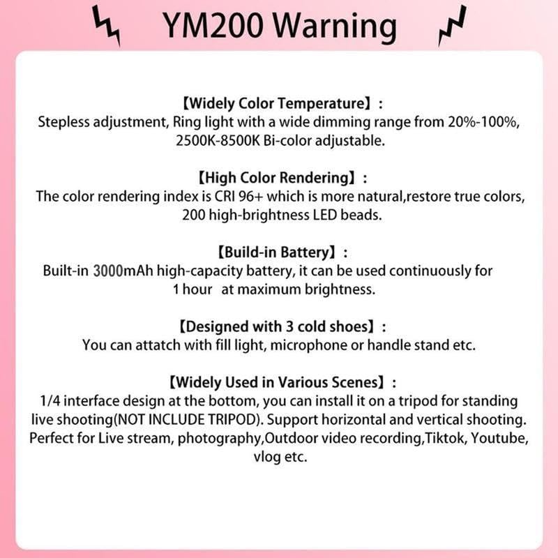 Portable Handheld Ring Fill Light - USB Rechargeable Selfie Light for Phone, Desktop Use, Ideal for Live Streaming, Vlogging & Photography（Super Good qualiey）