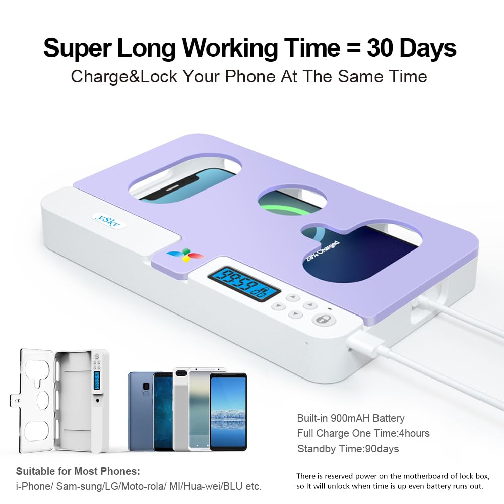 Portable Smart Auto Phone Timer Lock Box for iPhone and Android Phones, Self-Control Timer Locker to Help Kids,Students, Adults Focus Back,Prevent Excessive Games, Mobile Phone Addiction(New)