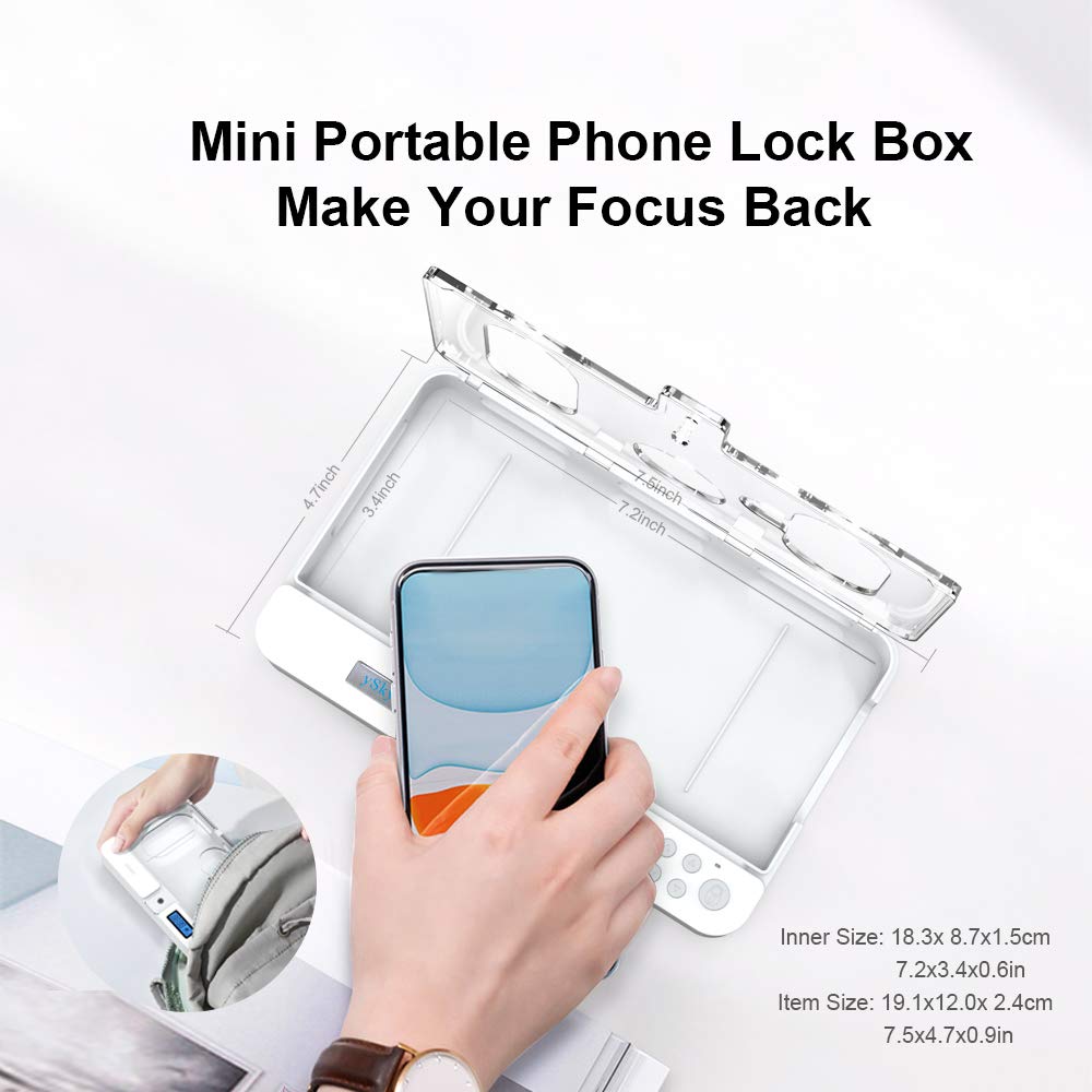 Portable Smart Auto Phone Timer Lock Box for iPhone and Android Phones, Self-Control Timer Locker to Help Kids,Students, Adults Focus Back,Prevent Excessive Games, Mobile Phone Addiction(New)