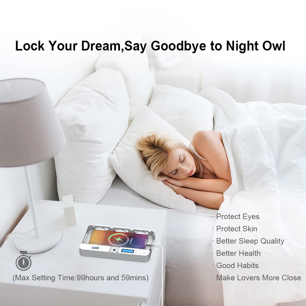 Portable Smart Auto Phone Timer Lock Box for iPhone and Android Phones, Self-Control Timer Locker to Help Kids,Students, Adults Focus Back,Prevent Excessive Games, Mobile Phone Addiction(New)