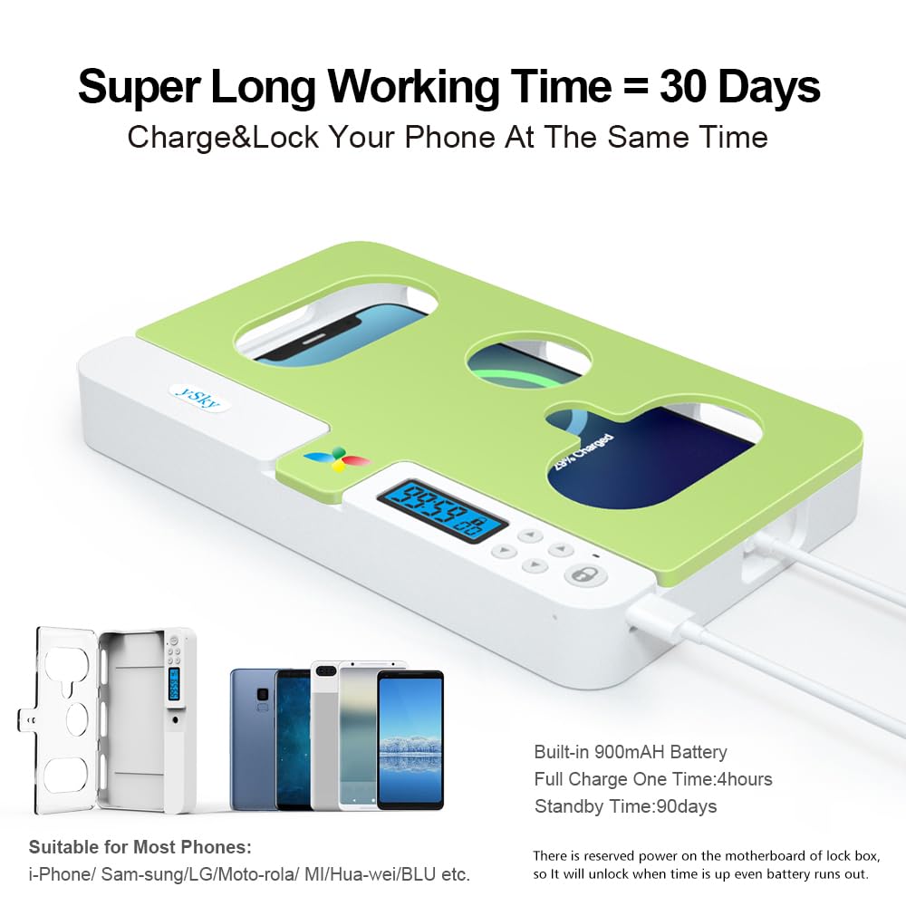 Portable Smart Auto Phone Timer Lock Box for iPhone and Android Phones, Self-Control Timer Locker to Help Kids,Students, Adults Focus Back,Prevent Excessive Games, Mobile Phone Addiction(New)