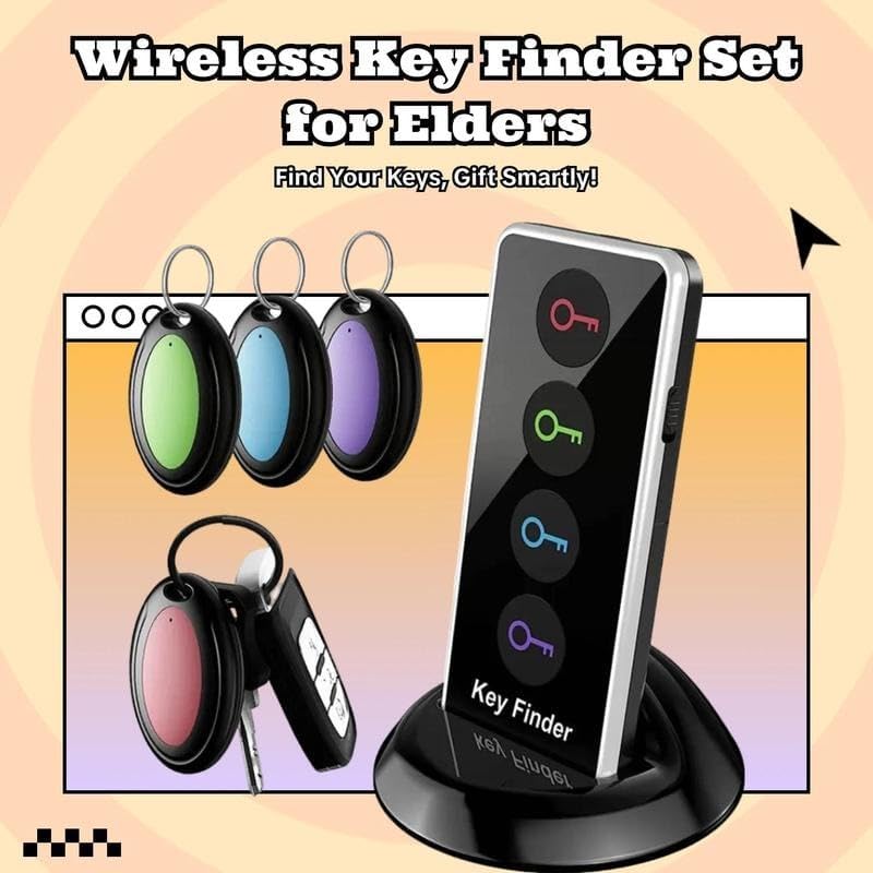 Portable Wireless Key Finder Set with 4 Signal Receivers - Ideal Party Gift for Elders, Black, Requires 2 AAA Batteries（Super Good qualiey）