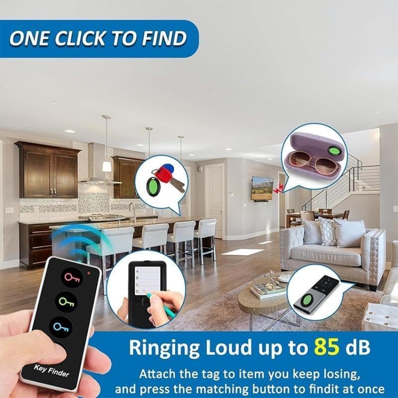 Portable Wireless Key Finder Set with 4 Signal Receivers - Ideal Party Gift for Elders, Black, Requires 2 AAA Batteries（Super Good qualiey）